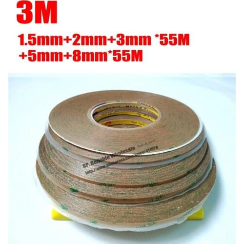 Mix 5 Rolls (1.5mm/2mm/3mm/5mm/8mm) *55M Waterproof Strong Adhesion Sticky 3M9495LE Tape for ipad Samsung HTC Tablet Display