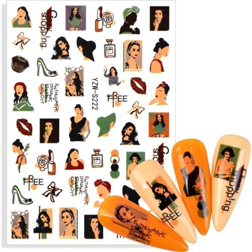 Fashion Women Nail Art Decorations Perfume Lipstick Rose 3D Sliders Stickers for Nails Foil Decals Design Manicure Accessories