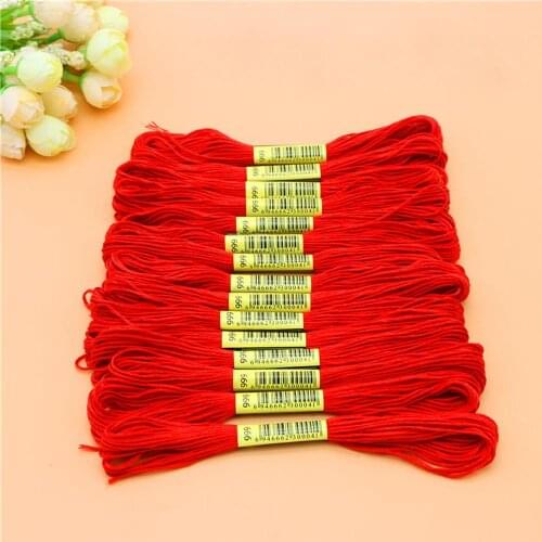 6pcs/set Red Cotton Thread Skeins Floss Embroidery Thread Handmake Crossstitch DIY Accessories Supplies Fast Solid Color 8m