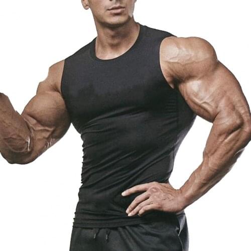 Men Summer Casual Sleeveless Quick-drying Super Tight Vest Polyester Fiber Tank Top