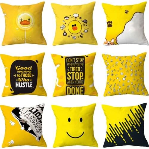 Scandinavian style geometric figure yellow art design pillowcase cushion cover sofa home decoration lumbar pillowcase