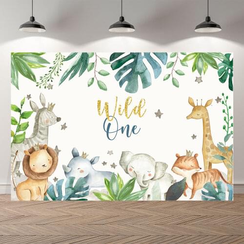 Seekpro Wild Safari Forest Animals Elephant Baby Shower First One Year Boys Girl Birthday Party Photography Backdrop Background