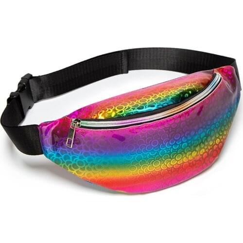 2020 New Waist Bag Rainbow Color Sequins Fanny Pack Wallet Purses Chest Pack Women Girl Travelling Mobile Phone Bag