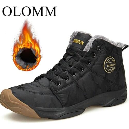 OLOMM 2019 winter mens snow boots outdoor waterproof winter ankle boots non-slip work shoes plush warm boots men DD-117