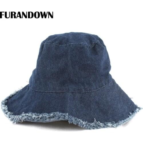 Summer Washed Denim Sun Hat Women Fashion Tassel Floppy Bucket Cap Ladies Wide Brim Beach Bucket Hats chapeu pescador