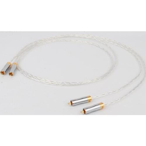 Pair 3AG Hifi 8N OCC Copper Silver Plated Cable RCA To RCA Male Plug Audio Cable For HiFi