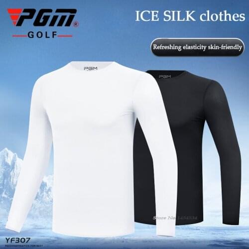 PGM Golf Sun Protection Clothes Men Ice Silk Long Sleeve T-shirt Summer Outdoor Sports Quick-dry Breathable Male Bottoming Shirt