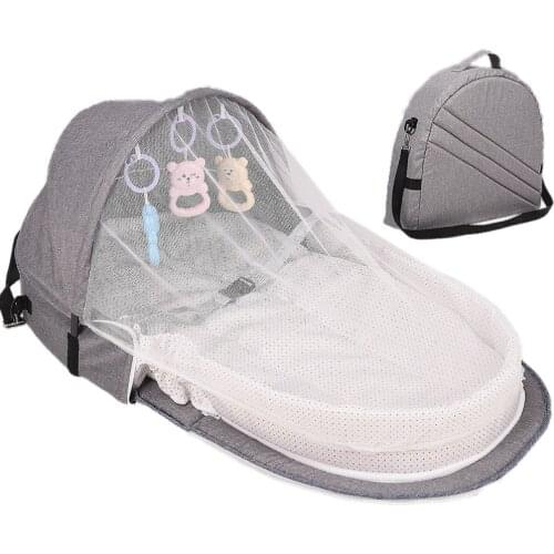Portable Baby Bed Folding Baby Bed Nest Cot For Travel Foldable Bed Bag With Mosquito Net Infant Sleeping Basket With Toys