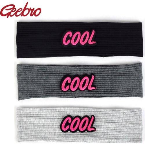 Geebro Newborn Baby Boy Girls Summer Letter Ribbed Headbands Lovely Kids Childs Soft Cotton Applique Turban Bands Accessories