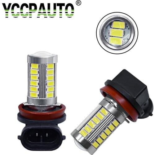 YCCPAUTO 2Pcs 9005 Hb3 9006 Hb4 H8 H11 LED Fog Lights Bulbs Auto Fog Lamp 5630 33SMD Car Light White DC12V