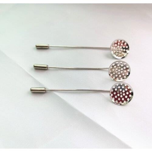 100pcs Brooch Settings Blank 14mm Round Cabochon Base Bezel Trays for Glass Cabochon Cameo DIY Brooch Finding Making Handmade