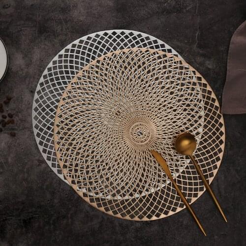 PVC Geometric Hollow Oil Resistant Non-slip Kitchen Placemat Coaster Insulation Pad Dish Coffee Cup Table Mat Home Decor 51076
