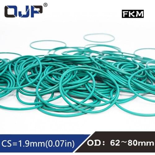 1PC Rubber Ring Green FKM O ring Seal 1.9mm Thickness OD62/63/64/65/67/68/70/75/80mm Rubber Ring Seal Oil Fuel fkm Gasket Washer