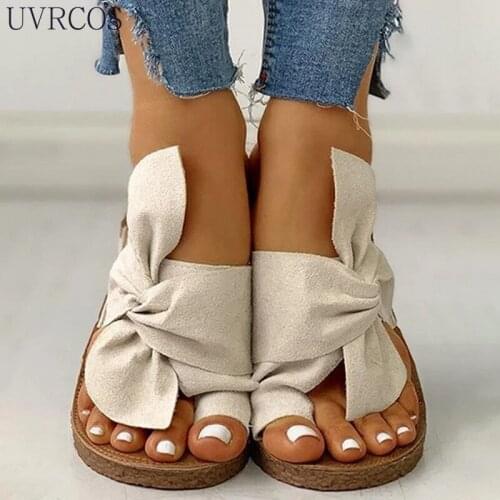 2021 Hot Sale Casual Sandals Ladies Flat Sandals Ankle Buckle Open Toe Ladies Shoes Fashion Bow Ladies Sandals and Slippers