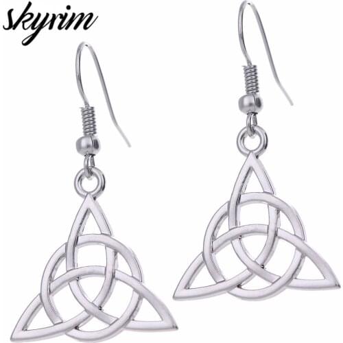 Skyrim Vintage Celtics Knot Art Pendant Earring Female Dangling Earring Findings DIY Craft for Men Women Jewelry Making