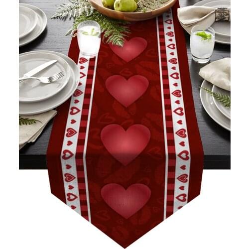ValentineS Day Love Red Lips Wine Red Table Runner Wedding Table Decoration Christmas Decorations Table Runners