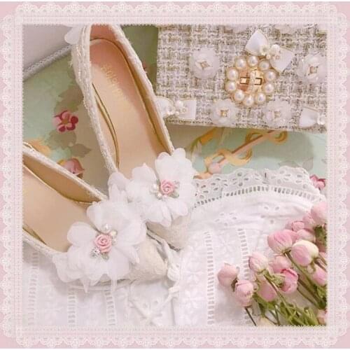 Lolita pointed high heel 9.5cm womens shoes flower princess sweet shallow mouth kawaii shoes cosplay loli daily cute shoes