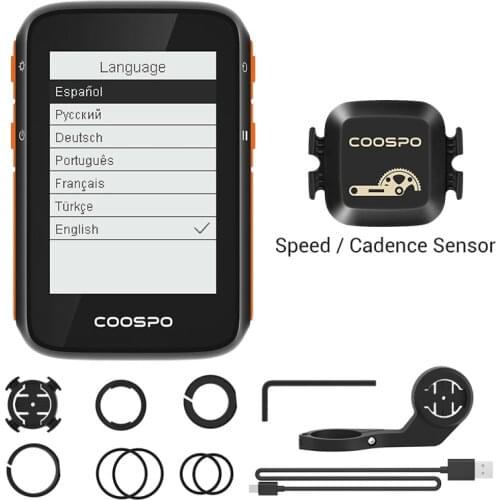 CooSpo GPS Bike Computer BC200 2.4inch Bluetooth 5.0 ANT+ Waterproof MTB Bicycle Speedometer Multi-Language Sync To Strava & TP