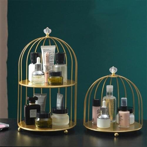 Iron Shelf Home Decoration Desk Organizer Make Up Storage Living Room Decor