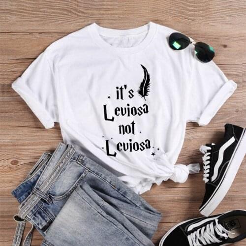 Women 2021 Cartoon Summer Print Lady T-shirts Top T Shirt Ladies Women Graphic Female Tee T-Shirt It Leviosa Not Leviosa L