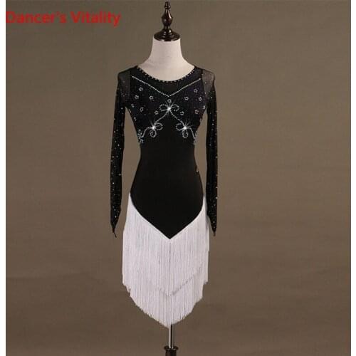 Women Latin Dance Dress Luxury Diamond Tassel Adult Female Dancing Performance Costumes Ladies Dance Stage Practice Clothes
