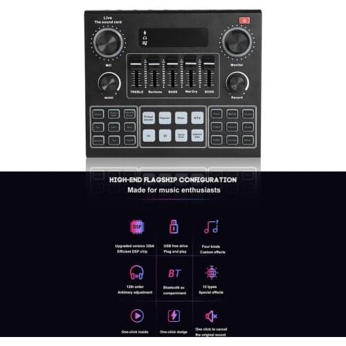 Audio Studio Sound Card Bluetooth Sound Adapter V9 For Phone PC Live Broadcast for Household Computer Safety Parts
