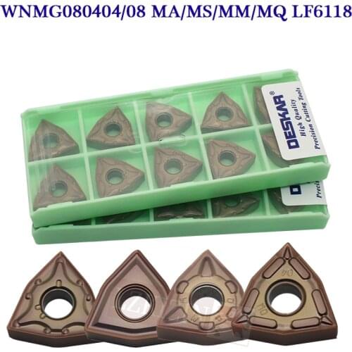 10pcs WNMG080404 WNMG080408 MA MS MQ MM LF6118 DESKAR Carbide Insert Cutter tools CNC Lathe Turning Tool For Stainless Steel