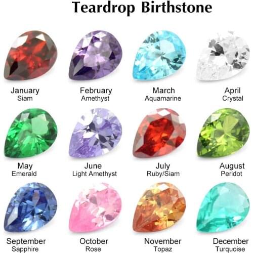 12pcs 7*5*3mm Crystal Zircon Tear Drop Birthstone DIY Birthday Stones 12 Months Floating Charms