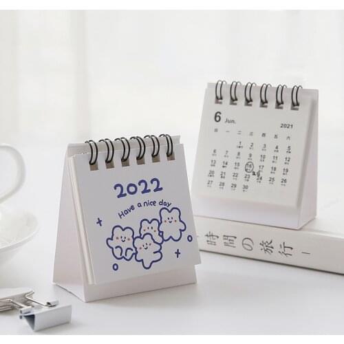 2021 2022 Creative Rabbit Bear mini Desktop Paper Calendar Notepad Daily Scheduler Table Planner Yearly Agenda Organizer Office