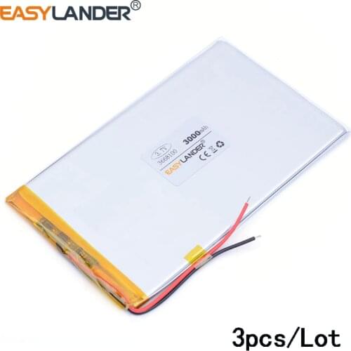 3pcs/Lot 3.7V 3000mAh 3668100 Polymer Lithium Li-Po Rechargeable Battery For DIY Mp3 MP4 MP5 GPS PSP e-book tablet pc GPS DVR