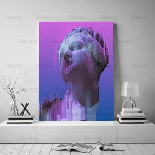 Vaporwave Abstract Sculpture David Art Posters and Prints Nordic Modern Print Canvas Painting Home Decoration Living Room Mural
