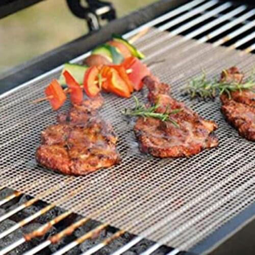 BBQ Accessories Non-stick BBQ Grill Mat Reusable Barbecue Grill Mesh Mat Kitchen Cooking Smoker BBQ Mat Grill Pad Liner