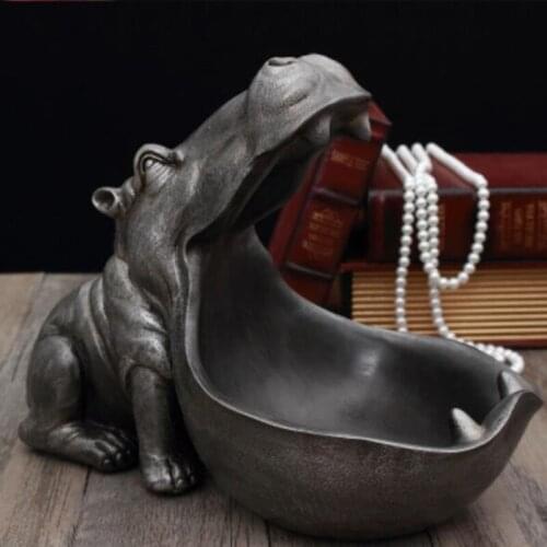 Hippopotamus Statue Home Decoration Resin Artware Sculpture Statue Decor Sundries Storage Desk Decoration Accessories Ornament