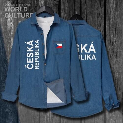 Czech Republic Czechia CZE Men Flags Clothes Autumn Long Sleeve Cowboy Casual Coat Fashion Turn-down Collar Jeans Shirt Tops new