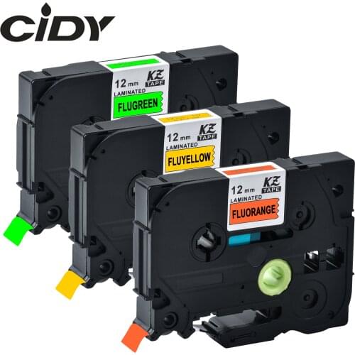 CIDY 12mm Mixed Fluorescent color Laminated Compatible tze-B31 TZE-C31 TZE-D31 for brother p-touch label maker ribbon cassette