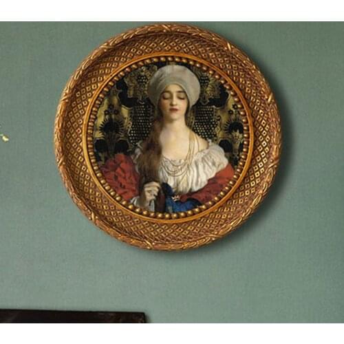Antique Golden Circular Photo Frame Baroque Picture Holder Bedroom Ornament