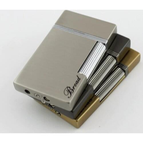 Classic Man Gas Lighter Vintage Flip Top Zinc Alloy Ping Sound Cigarette Lighter Inflatable butane