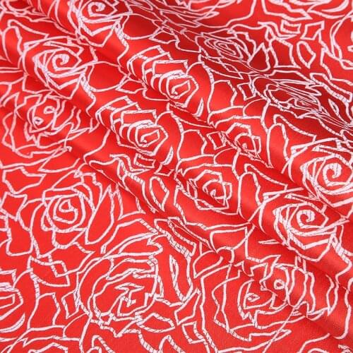 Red rose style jacquard damask Fabric for DIY sewing handmade clothing,bedding,bag,curtain patchwork upholstery