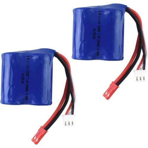 2Pcs RC 7.4V 600MAH Lithium Battery for EB02 RC Boat Yacht /Car Accessory