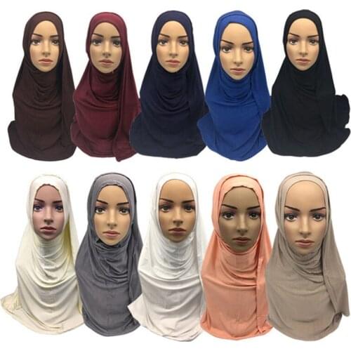 Muslim scarf plain cotton head wrap turban Hui nationality long scarf modal cotton solid color long islamic hijab shawl