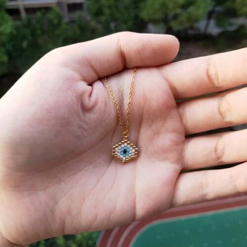 FAIRYWOO Evil Eye Necklace Tiny Pendant Kinel Turkish Jewelry Gold Boho Necklace Womens Collars Etnico Gold Crystal Necklace