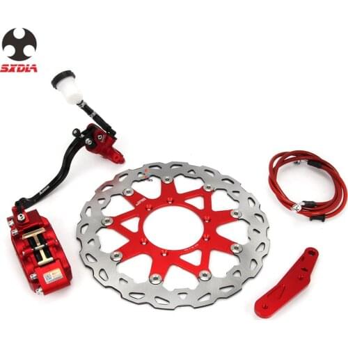 Motorcycle Front Brake System Lever 4 Pot Caliper Bracket Cylinder Hose 320mm Disc For Honda CR 125 250 CRF250R CRF450R CRF 250R