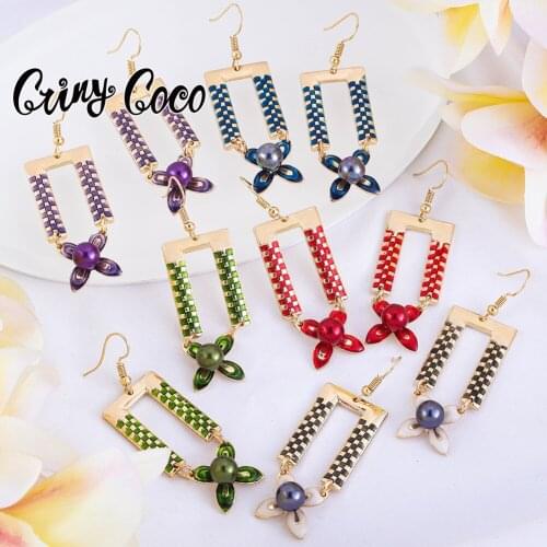Cring Coco Hawaiian earrings 2021 trend Gold Plated New Enamel Drop Earring Womens earrings Accessories for Women Party Holiday