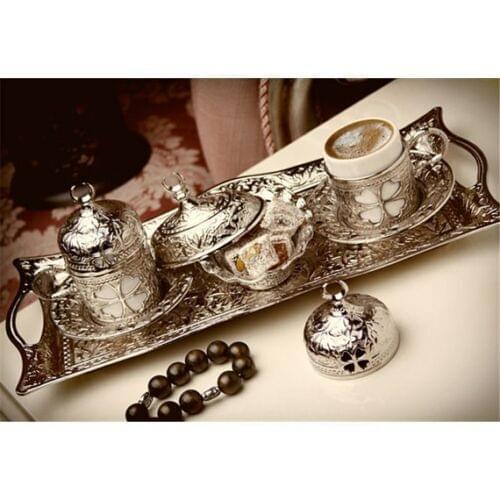 2021 Authentic Turkish Coffee Espresso Serving Set Solid Copper Cup Elder Flower
