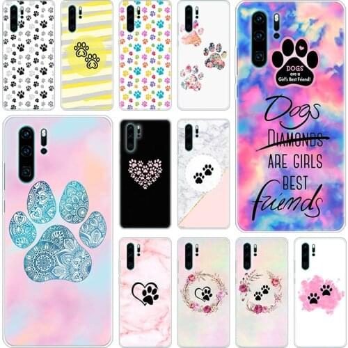 Hot Best Friends Dog Paw Silicone Phone Case for Huawei P40 P30 P20 Pro P10 P8 Lite 2017 P Smart Z S Plus 2019 2020 Soft Cover