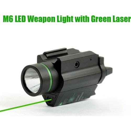 Tactical M6 CREE LED Weapon light with Green Laser Combo Fit Picatinny Rail Hunting Flashlight