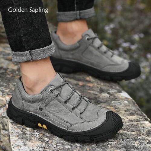 Golden Sapling Fashion Shoes Men Genuine Leather Leisure Flats Soft Rubber Classic Mens Casual Shoe Retro Handmade Walking Flat