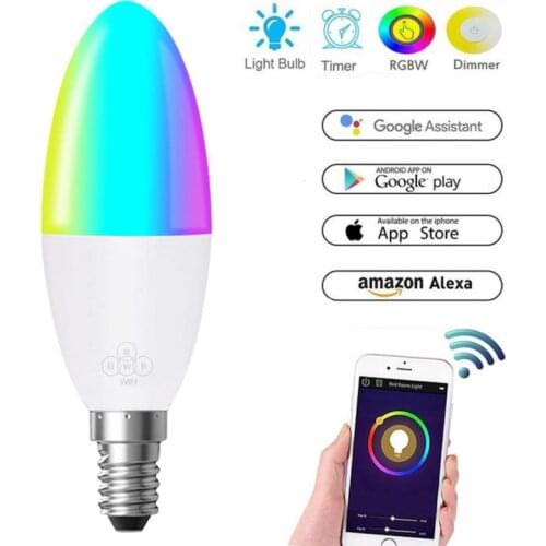 WIFI Smart Bulb Dimmable RGB + White Light Smart Light Bulb Remote Control Voice Control Work with Alexa/Google Home Bulb