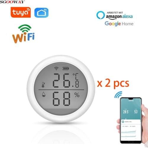 Sgooway Tuya Smart WIFI Temperature Humidity Sensor Compatible With Alexa Google Home Tuya APP