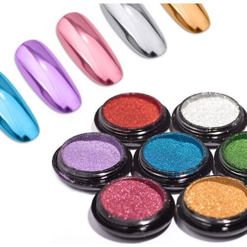 0.5g/jar Nail Mirror Powder 12 Colors Metallic Effect Chrome Nail Art Glitter UV Gel Nail Polish Titanium Pigment Decoration
